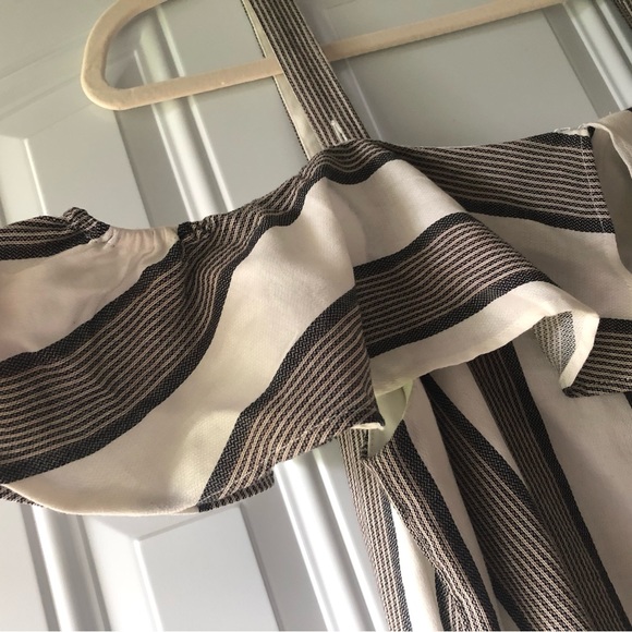 Michel Studio Dress, cream and grey/beige stripe, sz16 - Picture 3 of 8